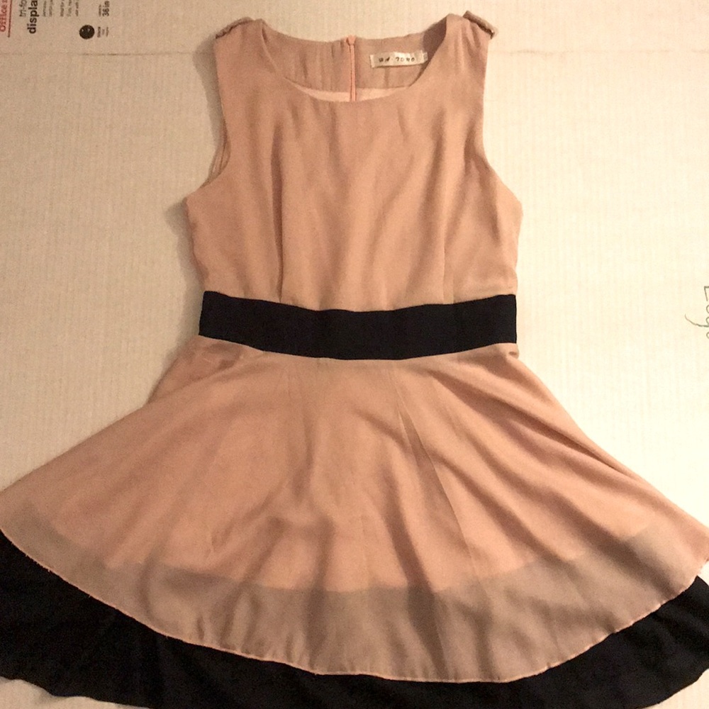 Peach and black dress